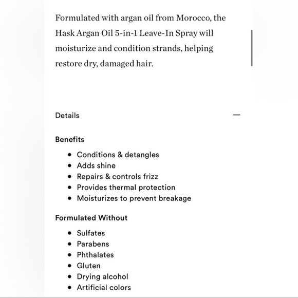 $7🌟 Hask Argan Oil 5-In-1 Leave-In Spray - Picture 3 of 3